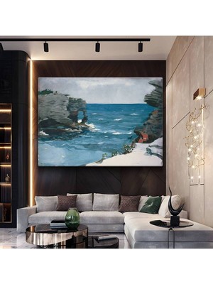 TosbArt Winslow Homer Kayalık Kıyı Deniz Manzarası Kanvas Tablo Sanat Tablosu Ressam Tablosu