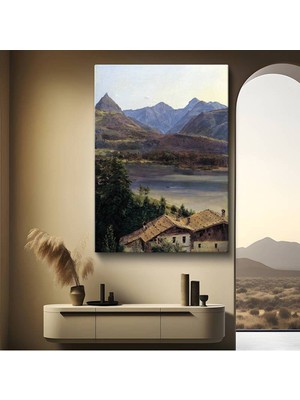 TosbArt Albert Bierstadt Alp Dağları Kar Manzarası Kanvas Tablo Sanat Tablosu Ressam Tablosu