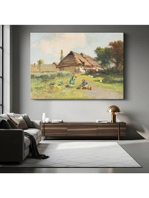 TosbArt David Teniers Kır Evi Önü Çocuklar Resmi Kanvas Tablo Sanat Tablosu Ressam Tablosu