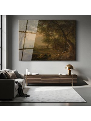 TosbArt Claude Lorrain Pastoral Kırsal Peyzaj Manzarası Temperli Cam Tablo Sanat Tablosu Dekoratif Tablo