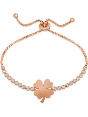 Inure Jewelry Gümüş Rose Yonca Asansör Bileklik