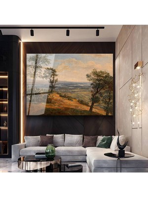 TosbArt Jacob Van Ruisdael Geniş Ova Doğa Manzarası Temperli Cam Tablo Sanat Tablosu Dekoratif Tablo