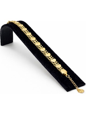 Pangu Kalp Plakalı Altın Renk Çelik Bileklik