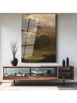 TosbArt Claude Lorrain Italyan Kırsal Manzarası Klasik Temperli Cam Tablo Sanat Tablosu Dekoratif Tablo