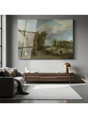 TosbArt David Teniers Köy Hayatı Kırsal Resmi Temperli Cam Tablo Sanat Tablosu Dekoratif Tablo