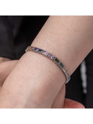 Inure Jewelry Gümüş Mix Taşlı Su Yolu Kadın Bileklik