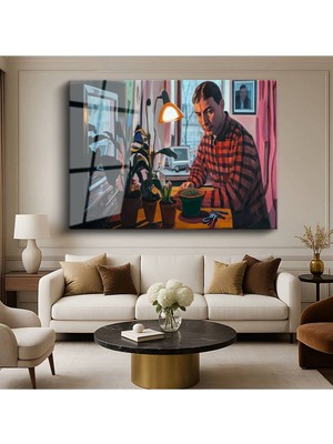 TosbArt Daniil Antropov Çiçek Yetiştiren Adam Botanik Resmi Temperli Cam Tablo Sanat Tablosu Dekoratif Tablo