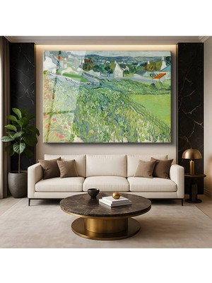 TosbArt Vincent Van Gogh Auvers Evler Köy Mimarisi Temperli Cam Tablo Sanat Tablosu Dekoratif Tablo