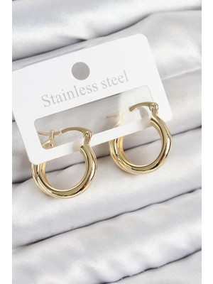 Net Damla Pirinç Halka Model Gold Renk Kadın Küpe