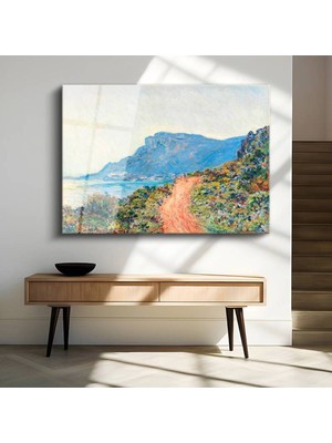 TosbArt Claude Monet La Corniche Kıyı Patikası Temperli Cam Tablo Sanat Tablosu Dekoratif Tablo