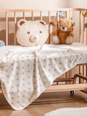 LC Waikiki Ekru Baskılı Erkek Bebek Müslin Örtü  (S6)