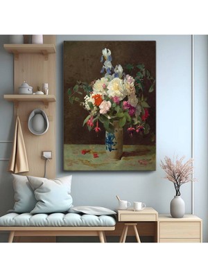 TosbArt Henri Fantin-Latour Renkli Çiçek Buketi Kanvas Tablo Sanat Tablosu Ressam Tablosu