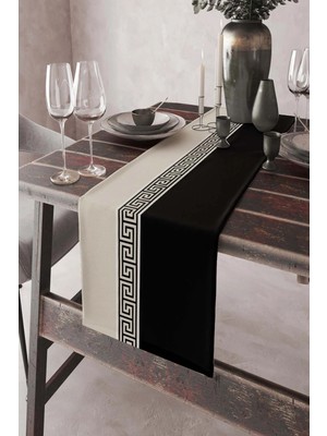 Mutlu Köşe Dijital Baskı Avangard Mitolojik Anahtar Desenli Runner