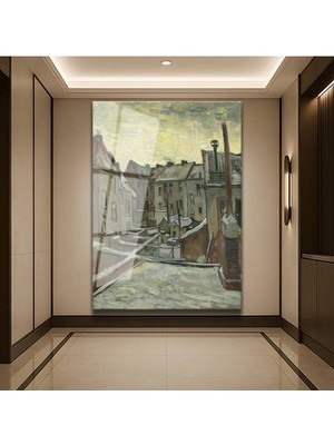 TosbArt Vincent Van Gogh Antwerp Arka Bahçeler Temperli Cam Tablo Sanat Tablosu Dekoratif Tablo