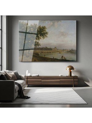 TosbArt Richard Parkes Bonington Seine Nehri Peyzaj Manzarası Temperli Cam Tablo Sanat Tablosu