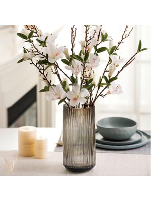 PremiumPort Şeffaf Amber Cam Vazo, 19,5 Cm, Şık ve Modern Ev Dekoru