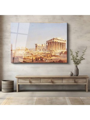 TosbArt Sanchez-Coello Atina Akropol Antik Yapı Temperli Cam Tablo Sanat Tablosu Dekoratif Tablo