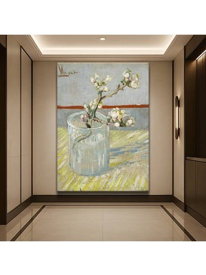 TosbArt Vincent Van Gogh Bardak Badem Çiçeği Dalı Kanvas Tablo Sanat Tablosu Ressam Tablosu