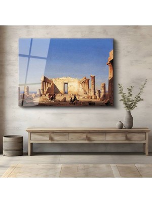 TosbArt Ippolito Caffi Atina Akropolis Antik Yapı Temperli Cam Tablo Sanat Tablosu Dekoratif Tablo
