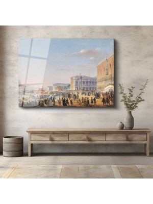 TosbArt Canaletto Venedik Rıhtımı Deniz Manzarası Temperli Cam Tablo Sanat Tablosu Dekoratif Tablo