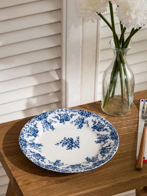 LC Waikiki Mavi Desenli Porselen Pasta Tabağı  (S6)