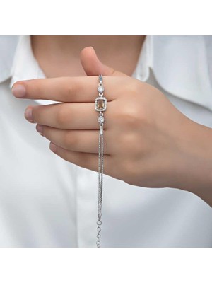 Inure Jewelry ​Gümüş Kare Zultanit Taşlı Kadın Bileklik