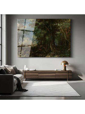 TosbArt Jacob Van Ruisdael Orman Derinlikleri Doğa Resmi Temperli Cam Tablo Sanat Tablosu Dekoratif Tablo