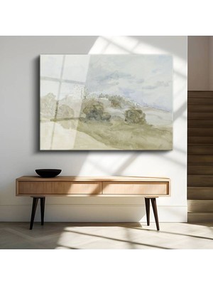 TosbArt J.m.w. Turner Tepedeki Şato Tarihi Yapı Temperli Cam Tablo Sanat Tablosu Dekoratif Tablo