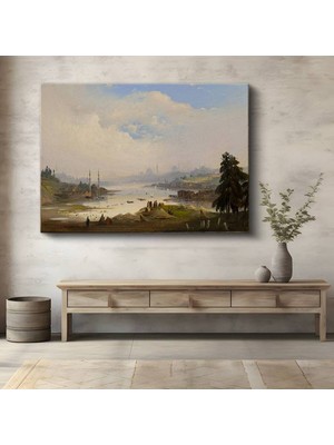 TosbArt Felix Ziem Istanbul Boğazı Deniz Manzarası Kanvas Tablo Sanat Tablosu Ressam Tablosu