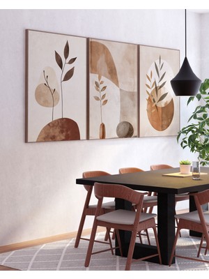 AR AJANS KANVAS TABLO "olive Leaf" Zeytin Yaprağı Çerçeveli 3lü Set Mdf Tablo