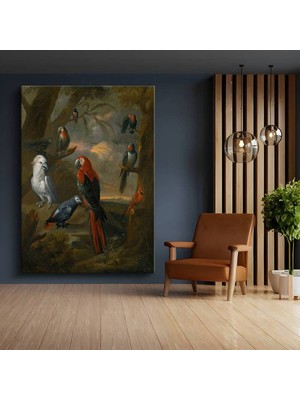 TosbArt Jakob Bogdani Egzotik Kuşlar Doğa Sanatı Kanvas Tablo Sanat Tablosu Ressam Tablosu