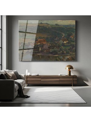 TosbArt Theodore Rousseau Kırsal Köy Doğa Manzarası Temperli Cam Tablo Sanat Tablosu Dekoratif Tablo