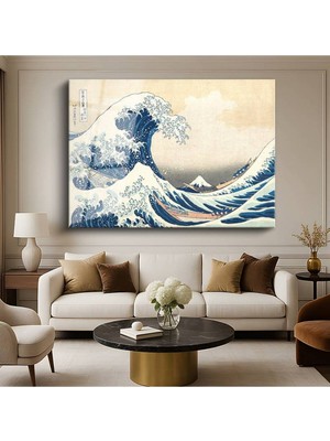 TosbArt Katsushika Hokusai Kanagawa Büyük Dalga Japon Sanatı Temperli Cam Tablo Sanat Tablosu