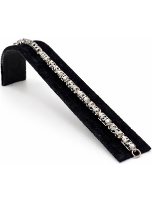 Pangu Geometrik Halkalı Gümüş Renk Çelik Bileklik