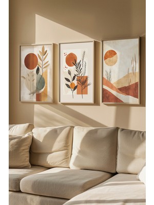 AR AJANS KANVAS TABLO Gün Işığı Üçlüsü Çerçeveli 3lü Set Mdf Tablo