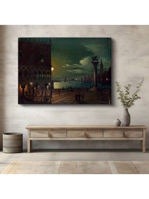 TosbArt Ippolito Caffi Venedik San Marco Gece Manzarası Kanvas Tablo Sanat Tablosu Ressam Tablosu