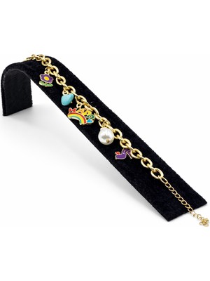 Pangu Renkli Charm Figürlü Altın Kaplama Bijuteri Bileklik