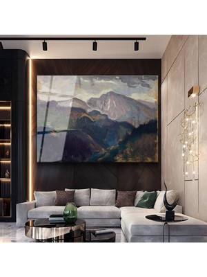 TosbArt Paul Cézanne Dağ Peyzaj Sanatı Temperli Cam Tablo Sanat Tablosu Dekoratif Tablo