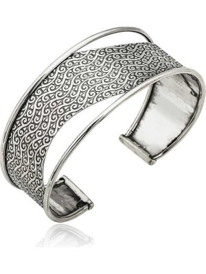 Inure Jewelry Gümüş Eskitme Desenli Bayan Bilezik