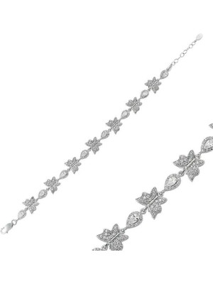 Inure Jewelry Gümüş Damla Taşlı Kelebek Bileklik
