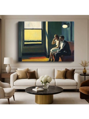 TosbArt Edward Hopper Pencere Kenarı Çift Romantik Resmi Kanvas Tablo Sanat Tablosu Ressam Tablosu