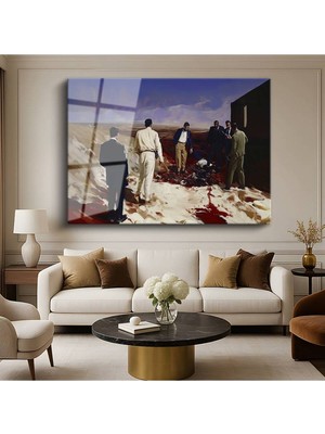 TosbArt Michael Borremans Çöl Incelemesi Çağdaş Sanat Resmi Temperli Cam Tablo Sanat Tablosu Dekoratif Tablo