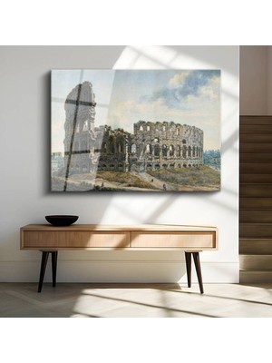 TosbArt Giovanni Paolo Panini Roma Kolizesi Tarihi Yapı Temperli Cam Tablo Sanat Tablosu Dekoratif Tablo