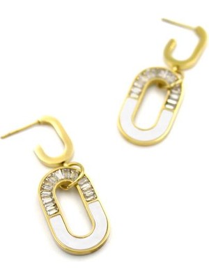 Royaleks Baget Taşlı Küpe - Altın