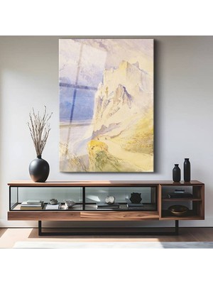 TosbArt J.m.w. Turner Harlech Kalesi Tarihi Yapı Temperli Cam Tablo Sanat Tablosu Dekoratif Tablo