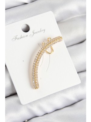Net Damla Pirinç Zirkon Taşlı Model Gold Renk Sağ Kıkırdak Küpe