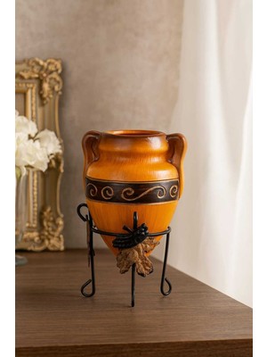 PremiumPort Şık Antik Tarz Seramik Vazo, Dekoratif ve Zarif Tasarım