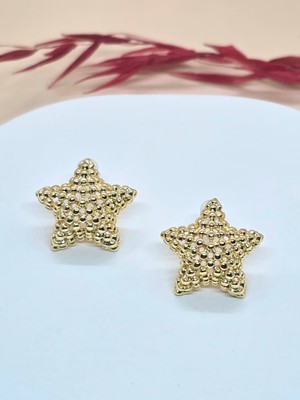 Yıldız Model Gold Renk Küpe