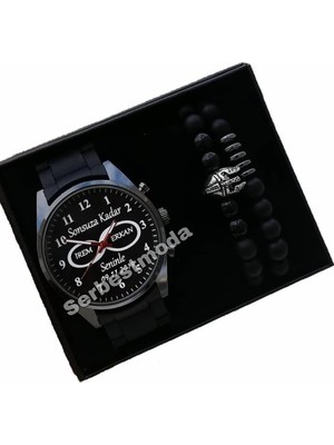 Spectrum Erkek Saat Kombini Kişiye Özel Isimli Saat Sevgiliye Hediye Doğum Günü Hediyesi