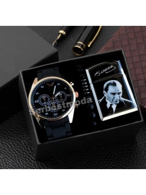 Spectrum Erkeğe Hediye Erkek Kol Saati Sevgiliye Hediye Doğum Günü Yıl Dönümü Hediyesi Erkek Saat Çakmak Bileklik Kombini